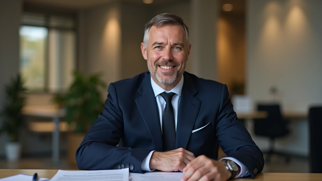 Versicherungsberater erklärt Riester-Zulagen am Schreibtisch mit Unterlagen